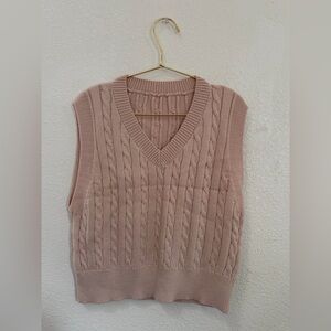 Cream Cable Knit Sleeveless Sweater